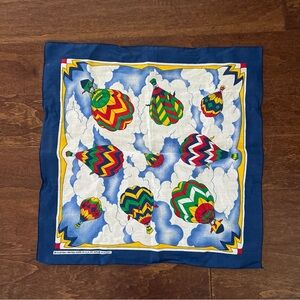 Vintage Wamcraft Hot Air Balloon Print Bandana Scarf 21” Square Colorful Cotton